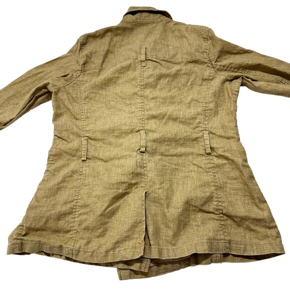 Y2K Old Navy Linen Cotton Jacket Women Size Medium M Tan No Belt Retro - Picture 3 of 9